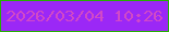 文字の大きさ：1、枠の色：26af03、背景の色：9b28f6、文字の色：d149c7 無料ブログパーツのブログ時計