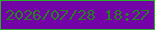 文字の大きさ：2、枠の色：26b224、背景の色：7403a7、文字の色：268020 無料ブログパーツのブログ時計