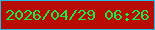 文字の大きさ：3、枠の色：26bbeb、背景の色：b70b04、文字の色：1fe742 無料ブログパーツのブログ時計
