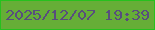 文字の大きさ：5、枠の色：26c11e、背景の色：66ae37、文字の色：584e7d 無料ブログパーツのブログ時計