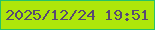 文字の大きさ：5、枠の色：26c366、背景の色：aee70a、文字の色：584972 無料ブログパーツのブログ時計