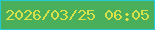 文字の大きさ：5、枠の色：26c8d4、背景の色：4aaf5b、文字の色：d7e14a 無料ブログパーツのブログ時計