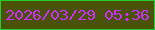 文字の大きさ：2、枠の色：26cd32、背景の色：495206、文字の色：cc2ff9 無料ブログパーツのブログ時計