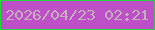 文字の大きさ：2、枠の色：26d43b、背景の色：bd4fc7、文字の色：c7aebe 無料ブログパーツのブログ時計