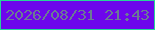 文字の大きさ：4、枠の色：26d599、背景の色：6d06ec、文字の色：6b7b93 無料ブログパーツのブログ時計