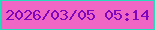 文字の大きさ：5、枠の色：26dcbb、背景の色：f066c4、文字の色：8006bd 無料ブログパーツのブログ時計