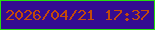 文字の大きさ：3、枠の色：26dd0e、背景の色：340b91、文字の色：c44a0a 無料ブログパーツのブログ時計