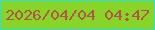文字の大きさ：5、枠の色：26e0dc、背景の色：88d428、文字の色：b15647 無料ブログパーツのブログ時計