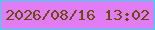 文字の大きさ：5、枠の色：26e0ef、背景の色：e27cf5、文字の色：68490e 無料ブログパーツのブログ時計