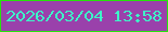 文字の大きさ：2、枠の色：26e40b、背景の色：9a41ab、文字の色：3df7c8 無料ブログパーツのブログ時計