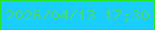 文字の大きさ：4、枠の色：26e529、背景の色：1acefb、文字の色：4ad779 無料ブログパーツのブログ時計