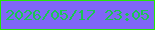 文字の大きさ：2、枠の色：26e605、背景の色：8066f7、文字の色：1ac652 無料ブログパーツのブログ時計
