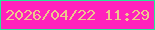 文字の大きさ：5、枠の色：26e797、背景の色：ff22bc、文字の色：edc88c 無料ブログパーツのブログ時計