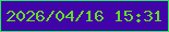 文字の大きさ：5、枠の色：26eb59、背景の色：4104a9、文字の色：66dc28 無料ブログパーツのブログ時計