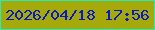 文字の大きさ：5、枠の色：26ecbc、背景の色：a5a909、文字の色：061ac5 無料ブログパーツのブログ時計