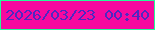 文字の大きさ：3、枠の色：26fa98、背景の色：f7099f、文字の色：4f28c1 無料ブログパーツのブログ時計
