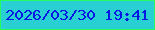 文字の大きさ：4、枠の色：26fc5f、背景の色：29d0d3、文字の色：0618e3 無料ブログパーツのブログ時計
