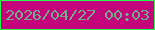 文字の大きさ：3、枠の色：26fd4e、背景の色：c3047a、文字の色：76ab89 無料ブログパーツのブログ時計
