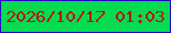文字の大きさ：1、枠の色：2703c3、背景の色：03db51、文字の色：ba1217 無料ブログパーツのブログ時計