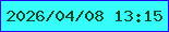 文字の大きさ：2、枠の色：2705eb、背景の色：37fdfa、文字の色：0e4826 無料ブログパーツのブログ時計