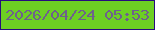 文字の大きさ：3、枠の色：270c7e、背景の色：6dd023、文字の色：6e618d 無料ブログパーツのブログ時計