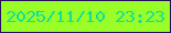 文字の大きさ：3、枠の色：270f5c、背景の色：99fe27、文字の色：10df9c 無料ブログパーツのブログ時計