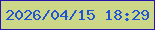文字の大きさ：4、枠の色：2715b2、背景の色：ccd888、文字の色：2153d6 無料ブログパーツのブログ時計