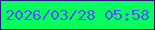 文字の大きさ：4、枠の色：271978、背景の色：06ff5c、文字の色：4d52f5 無料ブログパーツのブログ時計
