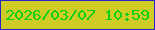 文字の大きさ：2、枠の色：2723c6、背景の色：cfcd25、文字の色：09d118 無料ブログパーツのブログ時計