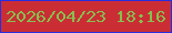 文字の大きさ：1、枠の色：272ee1、背景の色：cb2d34、文字の色：87bf4f 無料ブログパーツのブログ時計