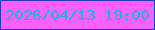 文字の大きさ：4、枠の色：2735d1、背景の色：fc62fa、文字の色：16b5d6 無料ブログパーツのブログ時計