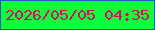 文字の大きさ：2、枠の色：2759ba、背景の色：0dff3e、文字の色：ce0d67 無料ブログパーツのブログ時計