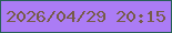 文字の大きさ：5、枠の色：276056、背景の色：ab7cf5、文字の色：765b48 無料ブログパーツのブログ時計