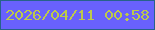 文字の大きさ：1、枠の色：27628b、背景の色：6961fd、文字の色：bdc94b 無料ブログパーツのブログ時計
