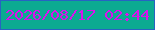 文字の大きさ：2、枠の色：2763c2、背景の色：0caa91、文字の色：db11ec 無料ブログパーツのブログ時計