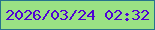 文字の大きさ：2、枠の色：27738c、背景の色：9ae184、文字の色：5003d3 無料ブログパーツのブログ時計