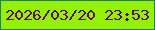 文字の大きさ：5、枠の色：277b6a、背景の色：93f204、文字の色：5f0952 無料ブログパーツのブログ時計