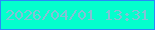 文字の大きさ：5、枠の色：278af9、背景の色：04ffcd、文字の色：84c1d5 無料ブログパーツのブログ時計