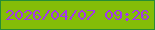 文字の大きさ：1、枠の色：278d34、背景の色：84bd08、文字の色：a435ec 無料ブログパーツのブログ時計