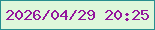文字の大きさ：5、枠の色：278e8f、背景の色：def7db、文字の色：94159c 無料ブログパーツのブログ時計