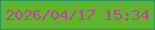 文字の大きさ：4、枠の色：279464、背景の色：5fb62c、文字の色：c0429e 無料ブログパーツのブログ時計