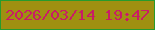 文字の大きさ：4、枠の色：279b2d、背景の色：9f9011、文字の色：c91c66 無料ブログパーツのブログ時計