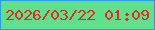 文字の大きさ：1、枠の色：279ee6、背景の色：60e08d、文字の色：e12c22 無料ブログパーツのブログ時計