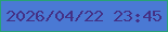 文字の大きさ：5、枠の色：27a274、背景の色：4a79d4、文字の色：443186 無料ブログパーツのブログ時計