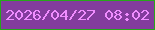 文字の大きさ：1、枠の色：27a71a、背景の色：833c9d、文字の色：f08dff 無料ブログパーツのブログ時計