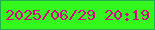 文字の大きさ：1、枠の色：27ad4e、背景の色：33f71d、文字の色：d70485 無料ブログパーツのブログ時計