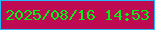文字の大きさ：3、枠の色：27b8fd、背景の色：be0a52、文字の色：05f115 無料ブログパーツのブログ時計