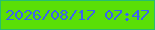 文字の大きさ：5、枠の色：27be6e、背景の色：5adf06、文字の色：3b62ef 無料ブログパーツのブログ時計