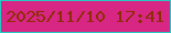 文字の大きさ：3、枠の色：27c9c2、背景の色：d72683、文字の色：8e2c06 無料ブログパーツのブログ時計