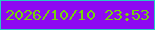 文字の大きさ：3、枠の色：27cac5、背景の色：8e0af1、文字の色：75d30a 無料ブログパーツのブログ時計